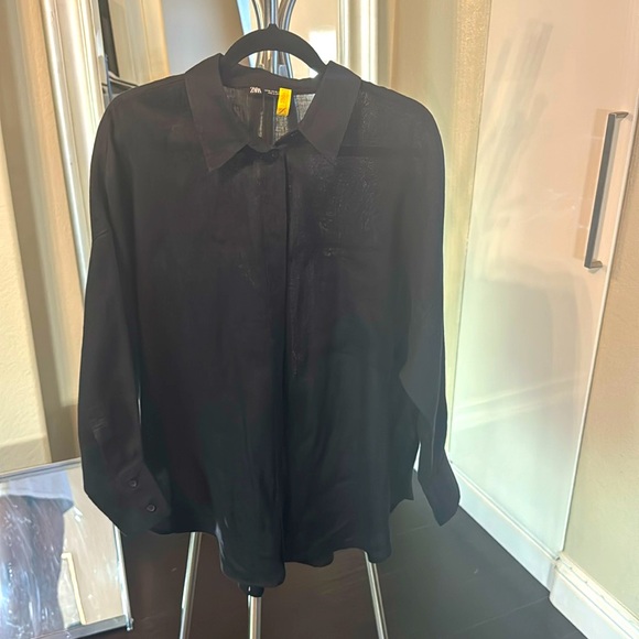 Zara Linen Button Down Shirt - Picture 1 of 4
